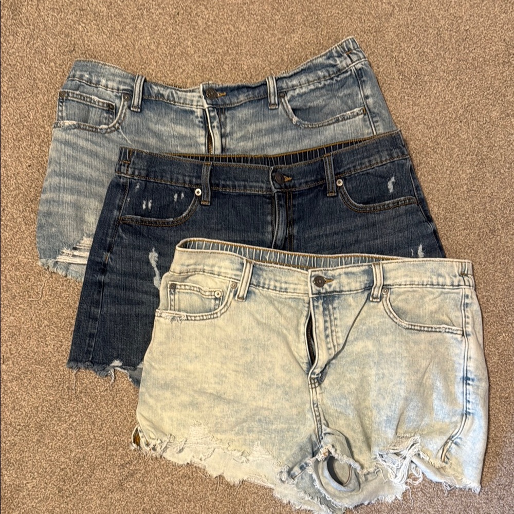 Aerie set of 3 denim shorts large